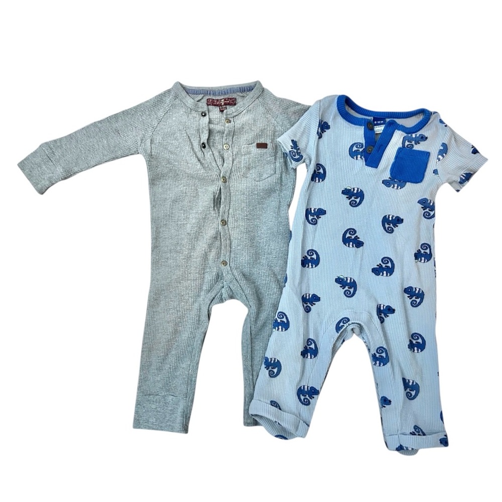 6-12m Waffle Knit Thermal Romper Onesie Coverall 7 For All Mankind Old Navy 9m